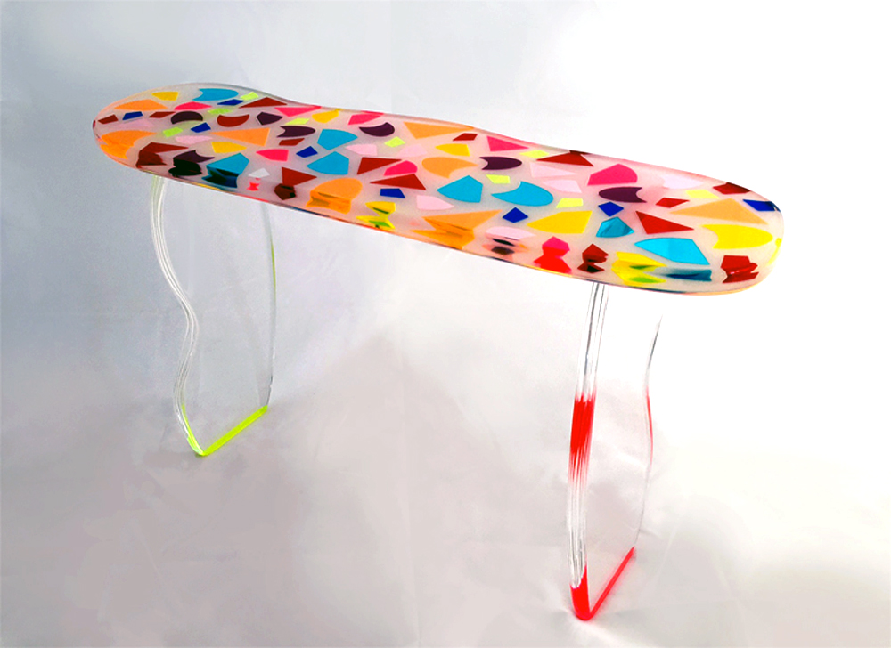 acrylic console table by Marco Pettinari