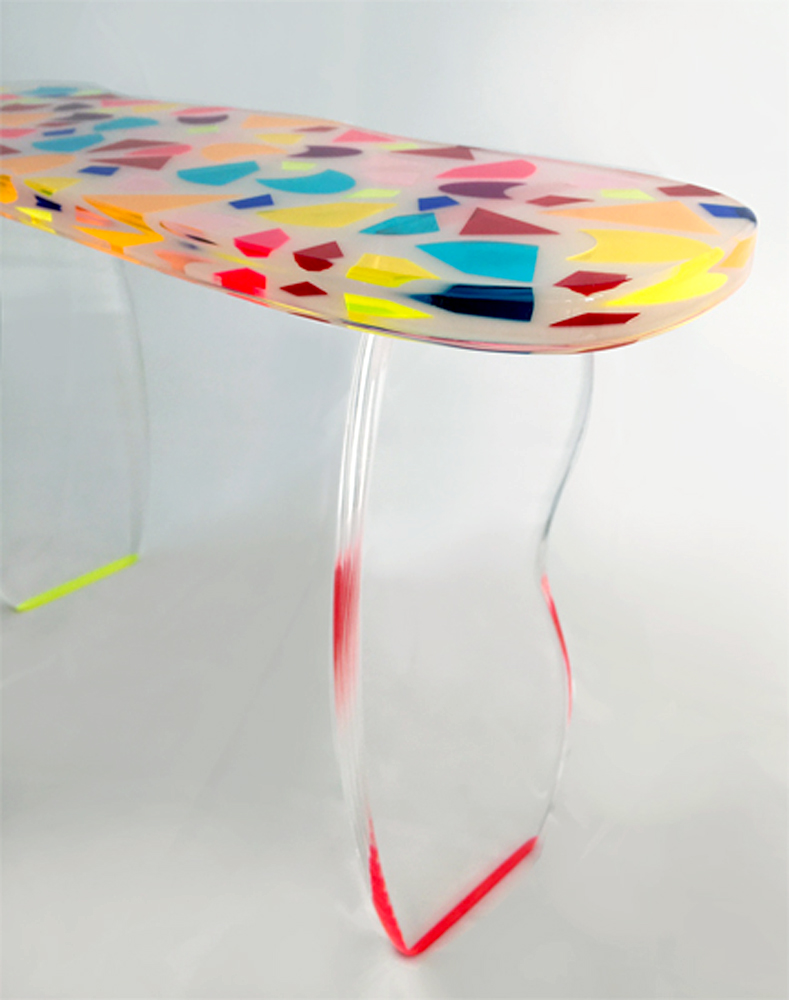 acrylic console table by Marco Pettinari