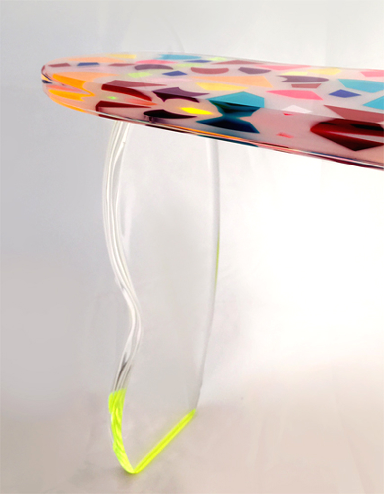 acrylic console table by Marco Pettinari