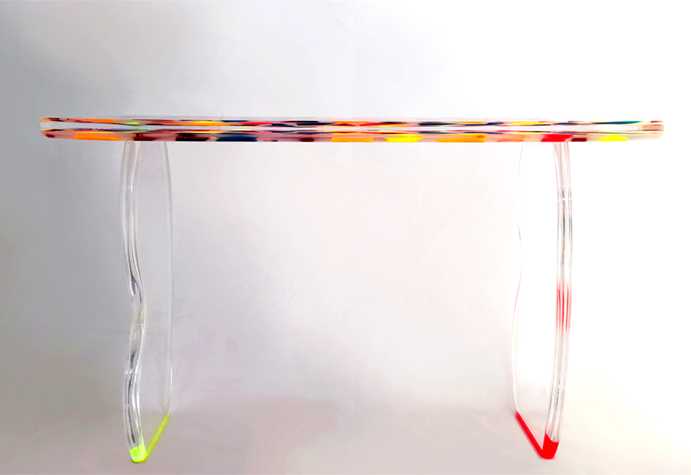 acrylic console table by Marco Pettinari