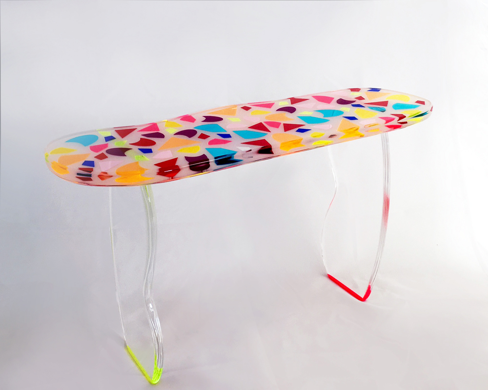 acrylic console table by Marco Pettinari